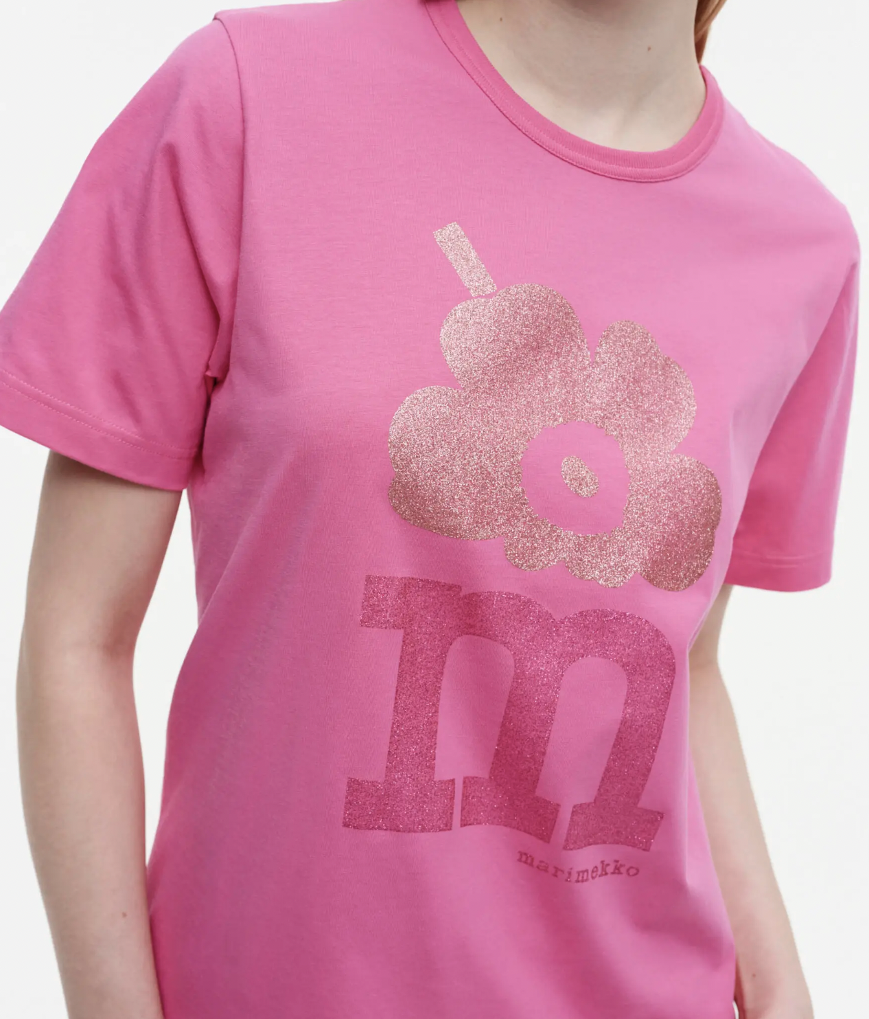 代購現貨 | Marimekko  粉紅閃閃 Unikko Logo tee