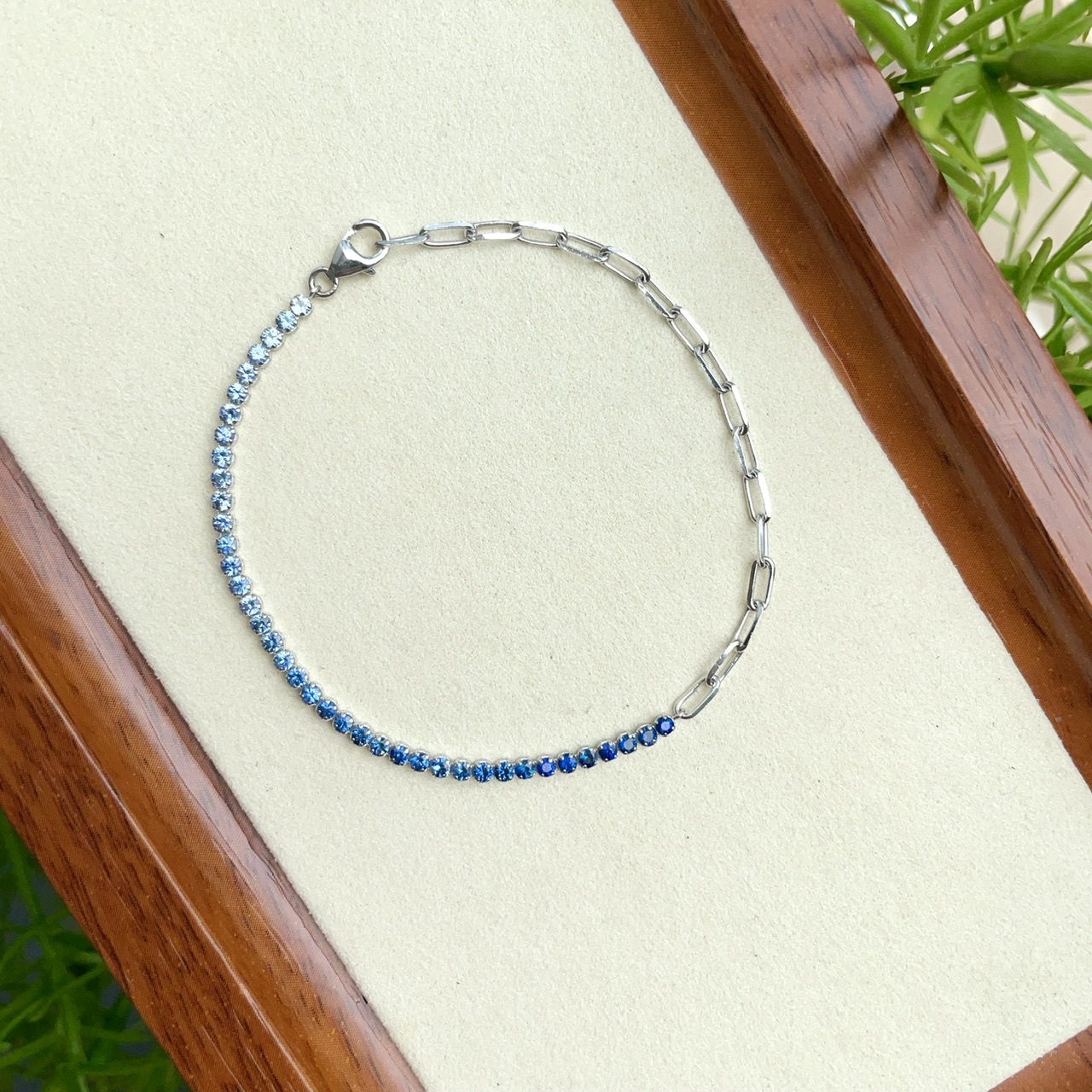 18K金鍊條漸變藍寶石軟身手鏈 (1.8mm)