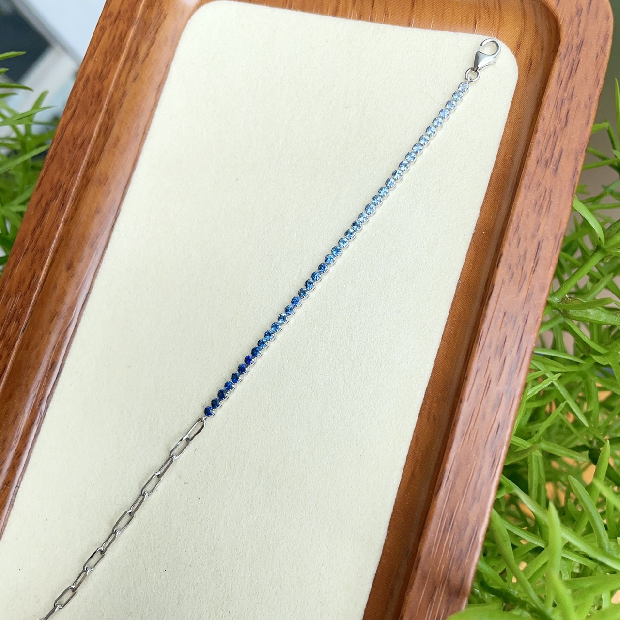 18K金鍊條漸變藍寶石軟身手鏈 (1.8mm)