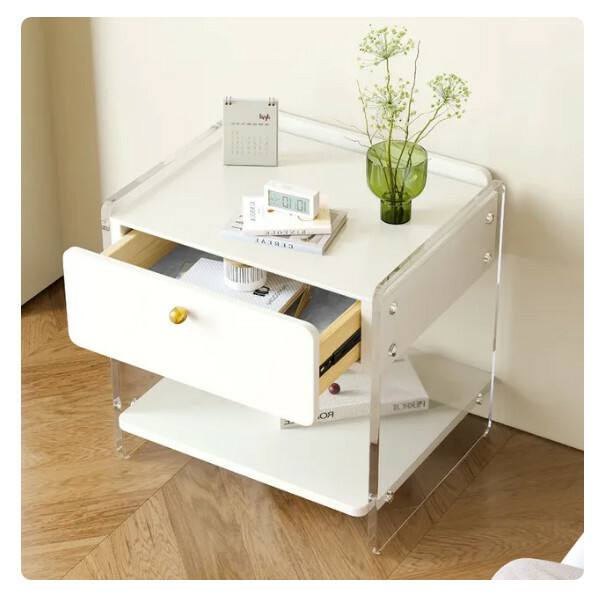 Hot push bedside table storage cabinet acrylic creative style (white) 45x38x43cm