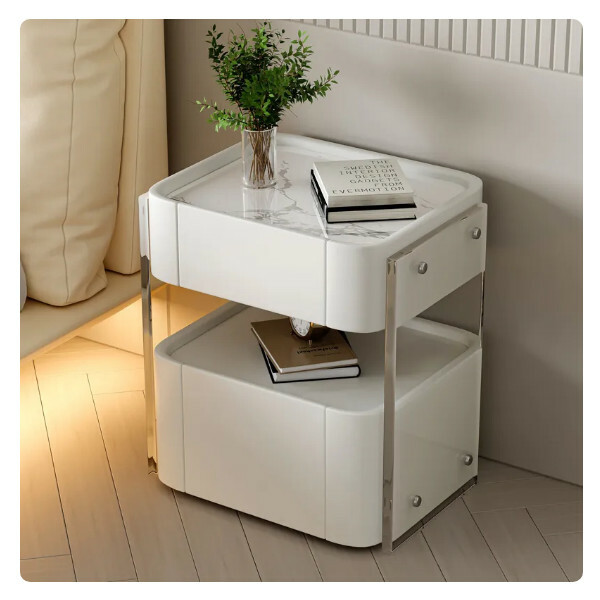 Hot push bedside table storage cabinet acrylic creative style (white) 42.5 x40 x55cm