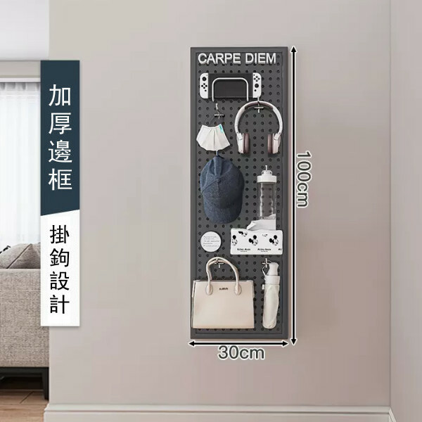 Hot selling iron furniture, perforated wall racks, bathroom racks, coat racks, kitchen racks (please contact customer service if you need customized accessories) [100x30cm] Gray