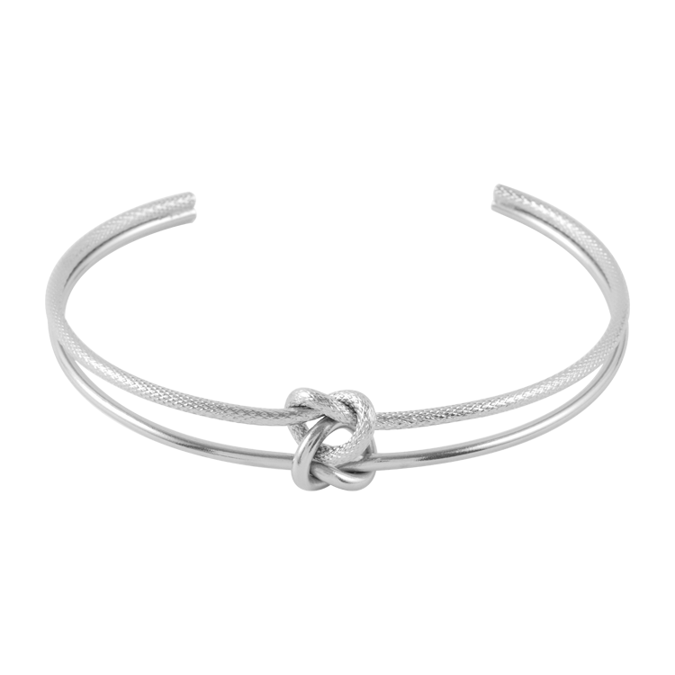 白鋼手鐲，女士手鐲 雙層繩結；相異工藝與立體曲線的美感（3762銀色）
