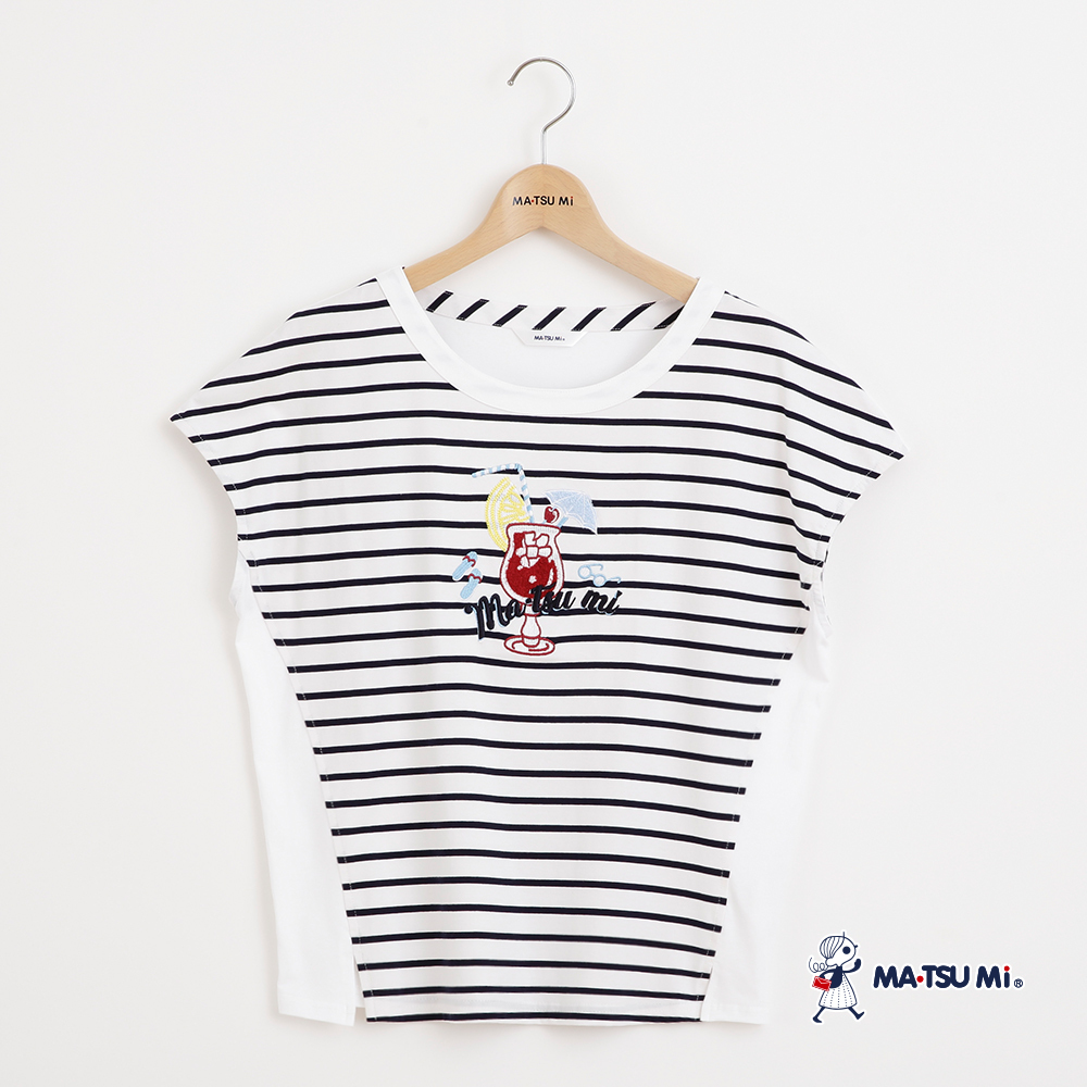 MA‧TSU Mi 悠閒夏日感條紋棉上衣(深藍.白)