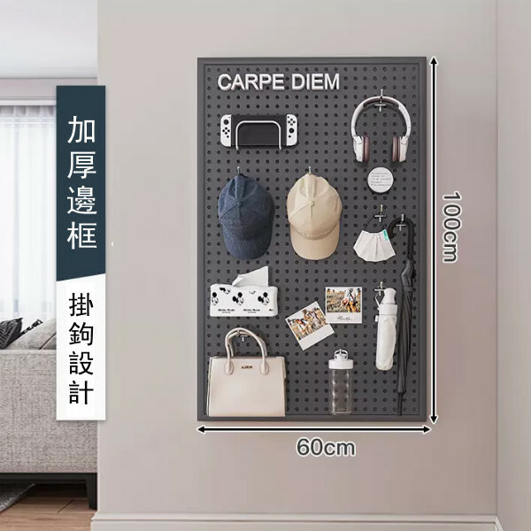 Hot selling iron furniture, perforated wall racks, bathroom racks, coat racks, kitchen racks (please contact customer service if you need customized accessories) [100x60cm] Gray