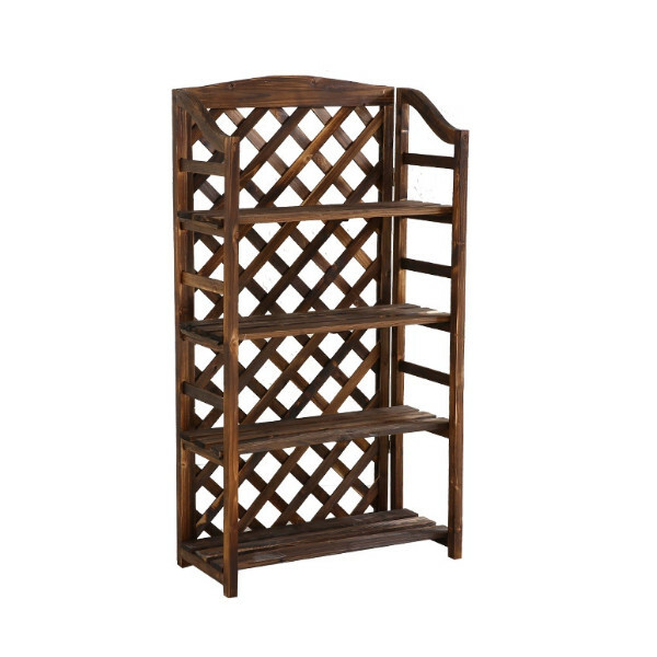 新款杉木實木家具 戶外傢俬 戶外花架 多層書架 【66x33x123cm】4層