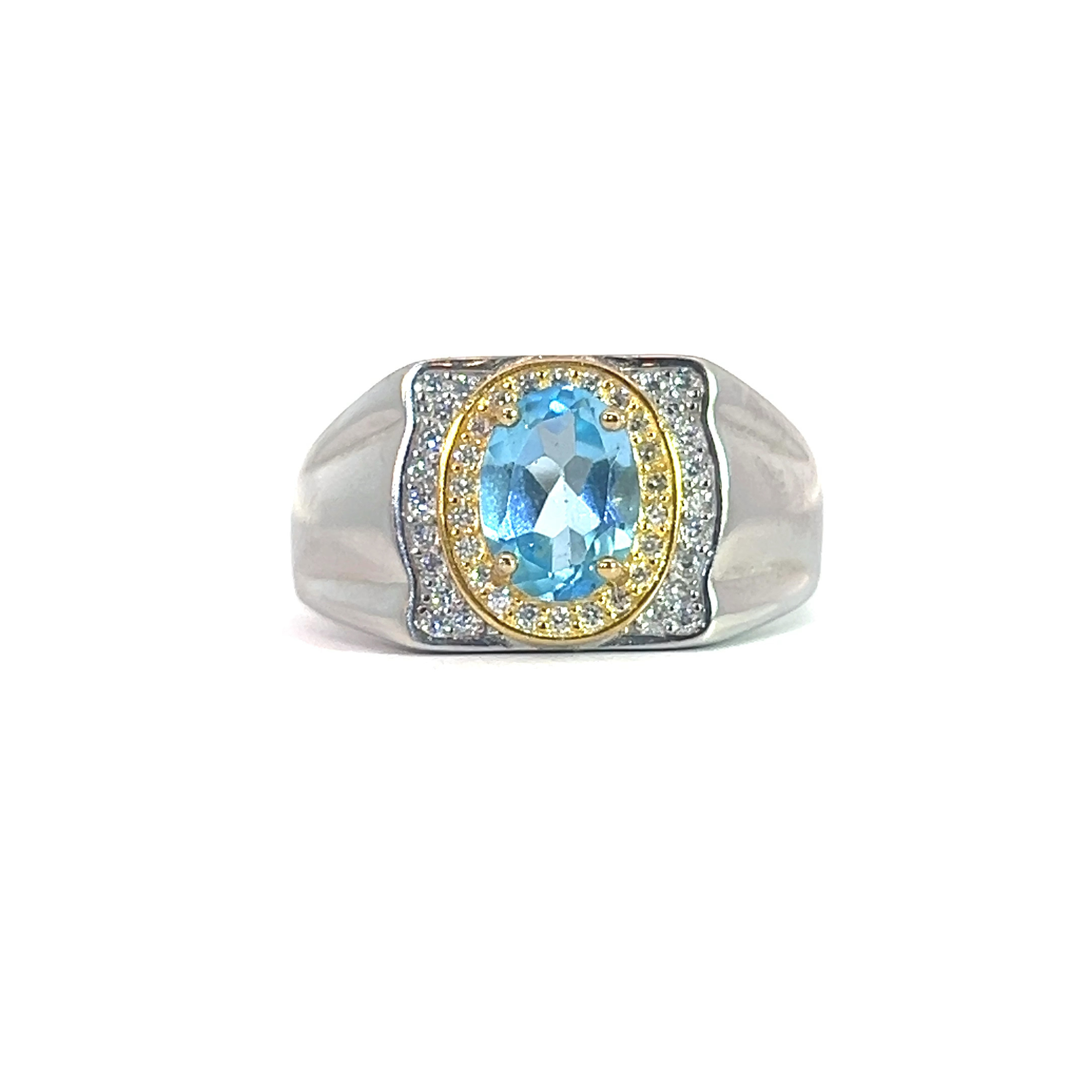 M14瑞士藍拓帕石男戒