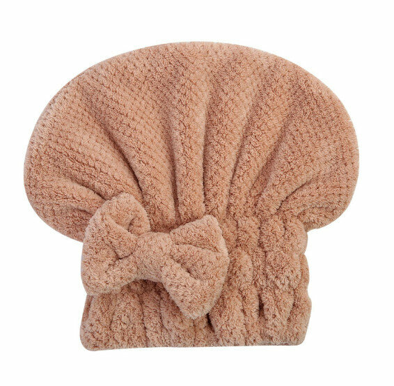 (Random color) Cute Butterfly Knot Absorbent Soft Coral Velvet Dry Hair Towel Cap x 1 top 