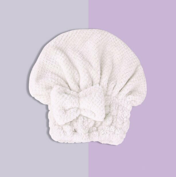 Japanese Bow Shower Cap Hair Dryer Cap (Off-White 26*27CM)