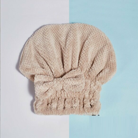 Japanese Bow Shower Cap Hair Dryer Cap (Khaki 26*27CM)