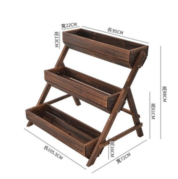 New fir solid wood furniture, outdoor furniture, flower trough rack, staircase flower pot rack [72x105.5x88cm]