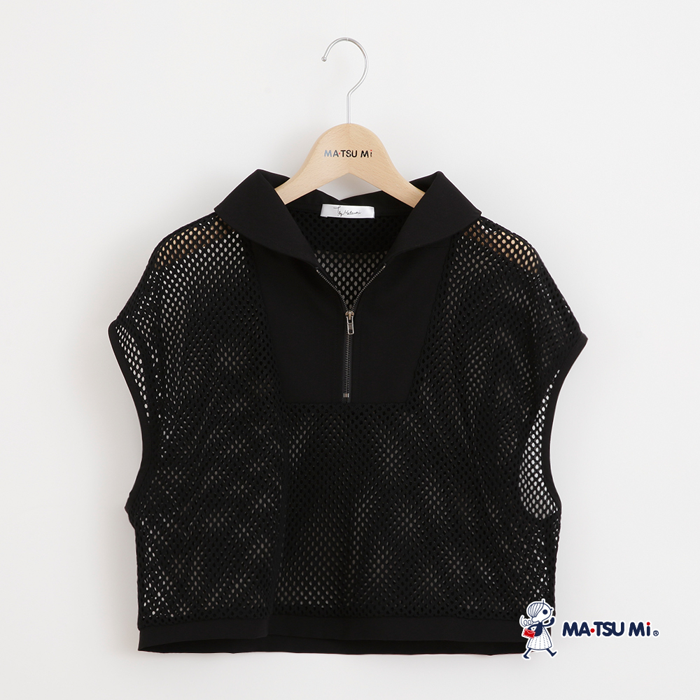 MA‧TSU Mi 個性網格拉鍊外罩短上衣(白.黑)