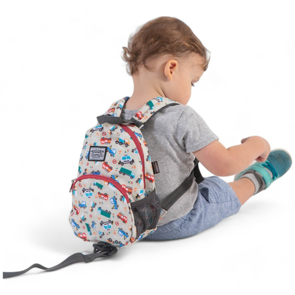 Toddler Backpack With Safety Leash , Traffic Cars