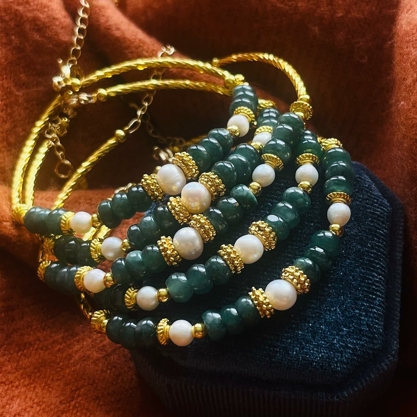 [原石] 和田玉 珍珠手串