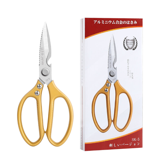 【Five generations of aluminum scissors gold】Aluminum alloy kitchen scissors Multifunctional kitchen scissors