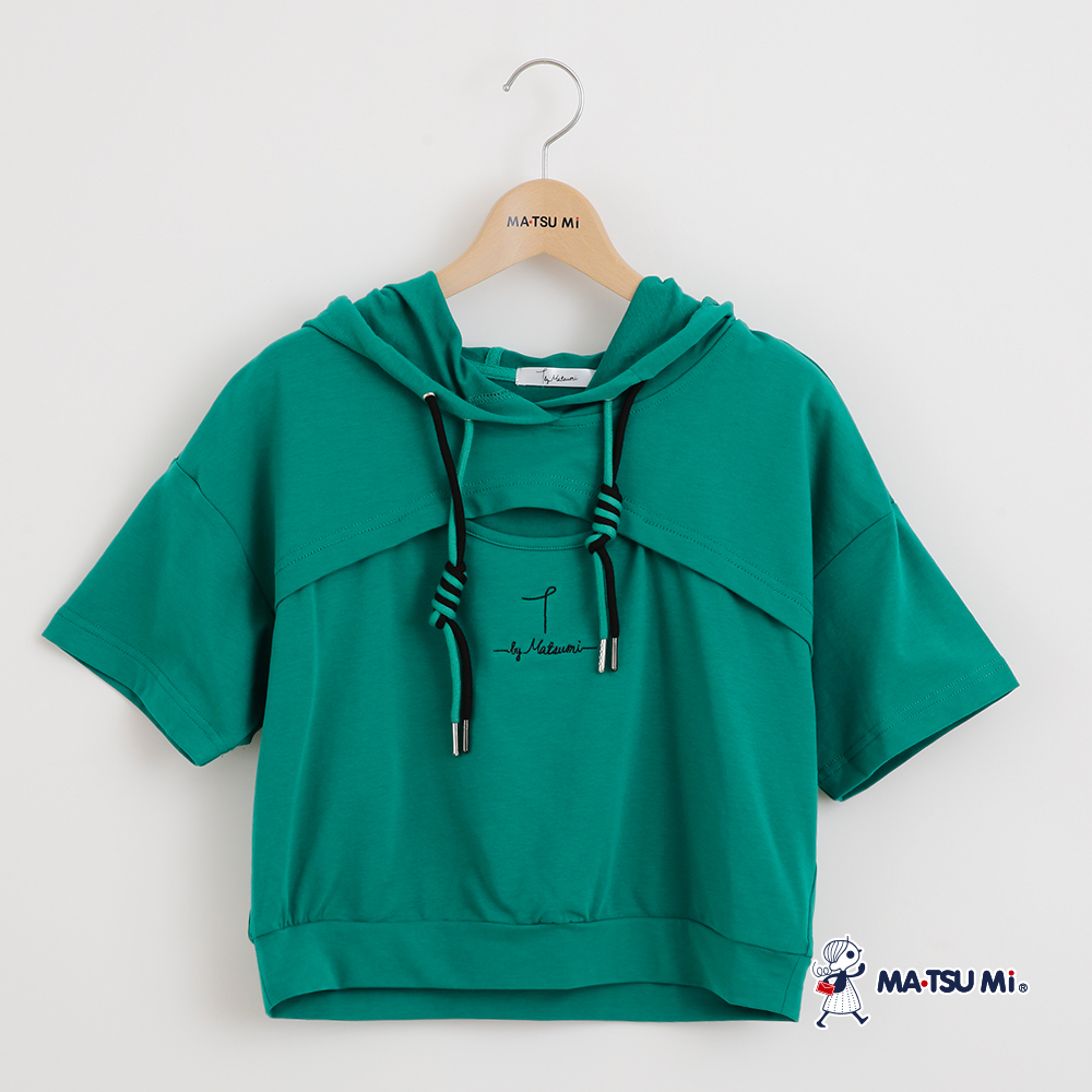 MA‧TSU Mi 前縷空休閒連帽棉上衣(墨綠.黑)