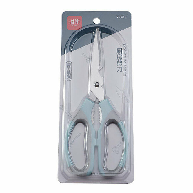 Multifunctional stainless steel kitchen scissors (YJ024 Nordic blue)