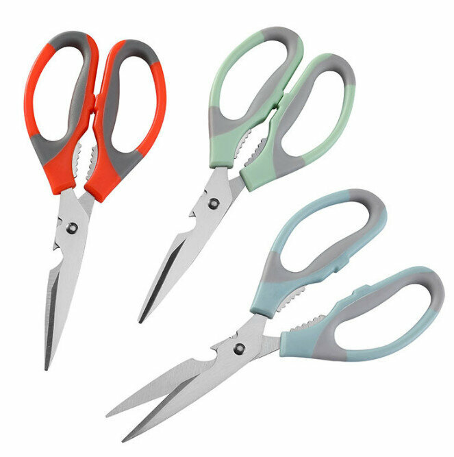 Multifunctional stainless steel kitchen scissors (YJ024 Nordic blue)