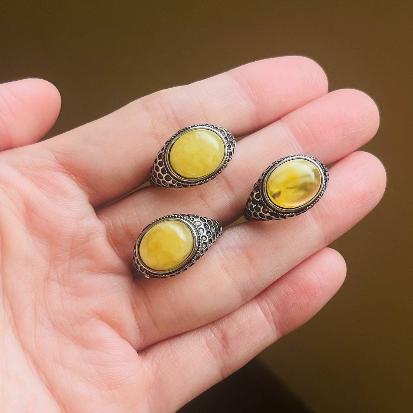 [原石] 蜜蠟 925銀戒指