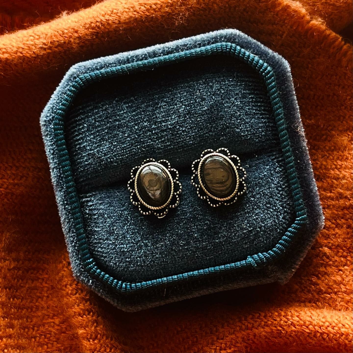 [原石] 金運石 埃及幸運石 925銀耳環