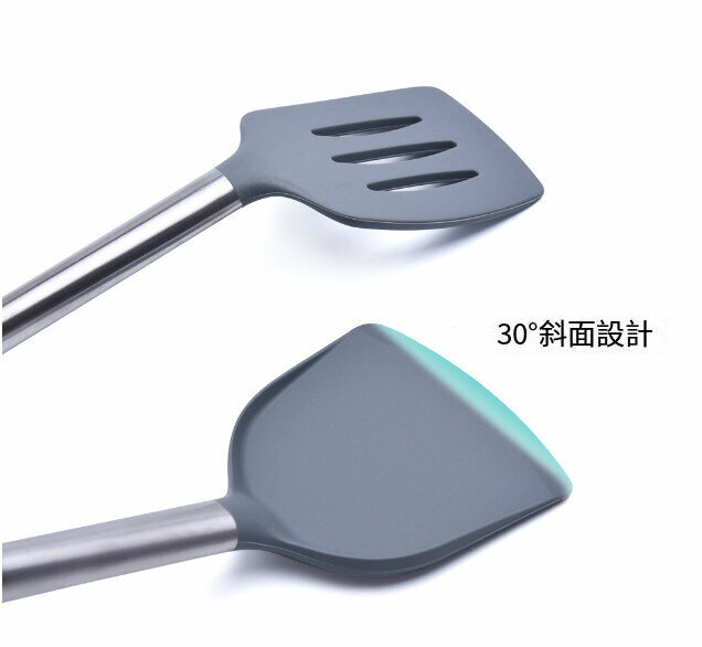 爆款【單個裝】廚具不粘鍋用矽膠鍋勺鏟子套裝（北歐灰 撈籬） 