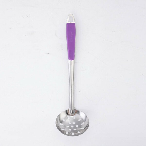 Stainless steel colander with colored handle
