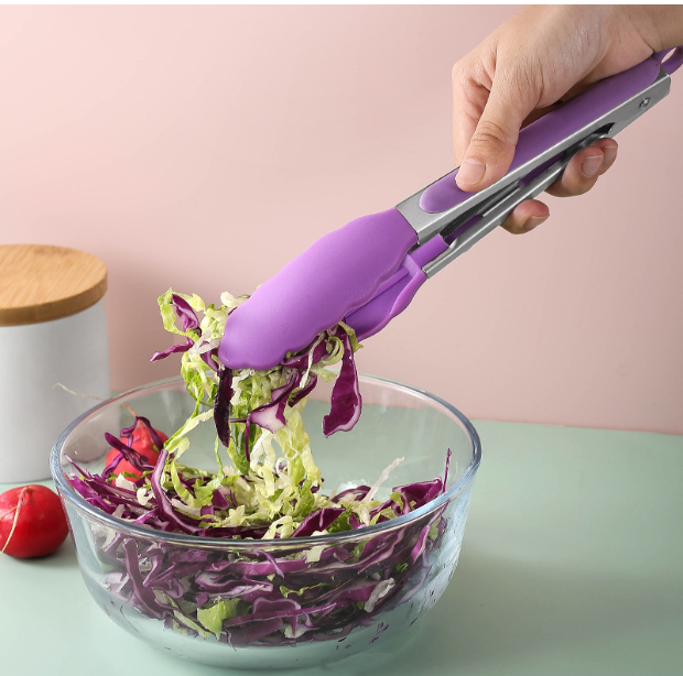 Silicone lockable clamp [size 9 inch dark green] barbecue clamp, baking clip, food clip, anti-scald food clip, multi-function food clip