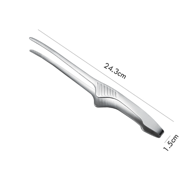【2 pieces of silver】Korean barbecue tongs, non-stiff steel barbecue tongs, horn barbecue tongs, steak tongs, Japanese food tongs, pointed food tongs, barbecue tongs, barbecue tongs, cooking tongs, kitchen and home