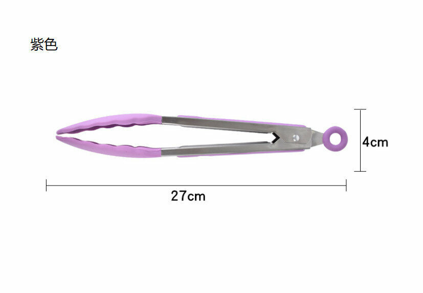 (Single pack) silicone heat-resistant food tongs [color purple]