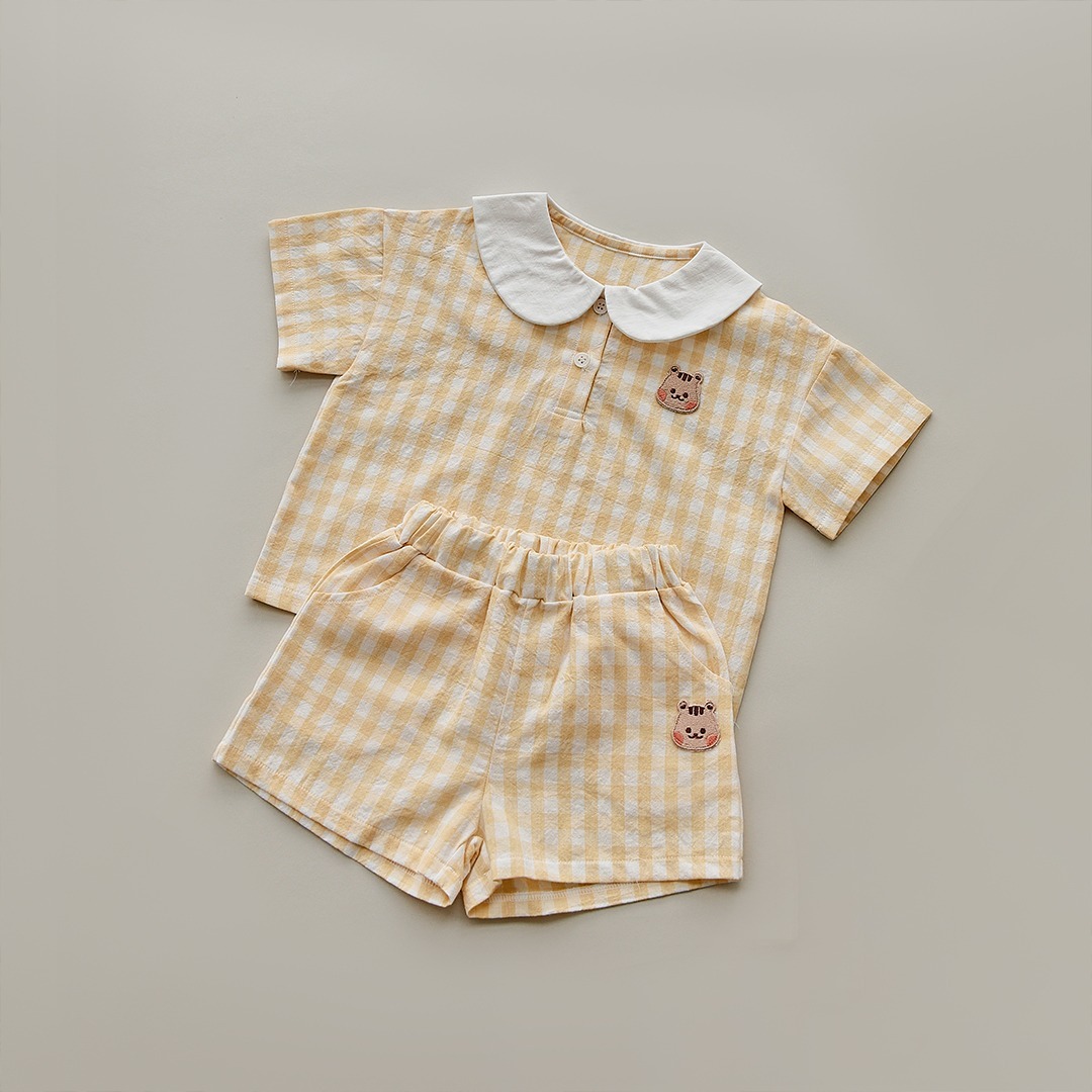 24S/S🌞DTD卡通娃娃領系列-格紋上下套裝