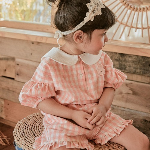 24S/S🌞DTD卡通娃娃領系列-格紋上下套裝