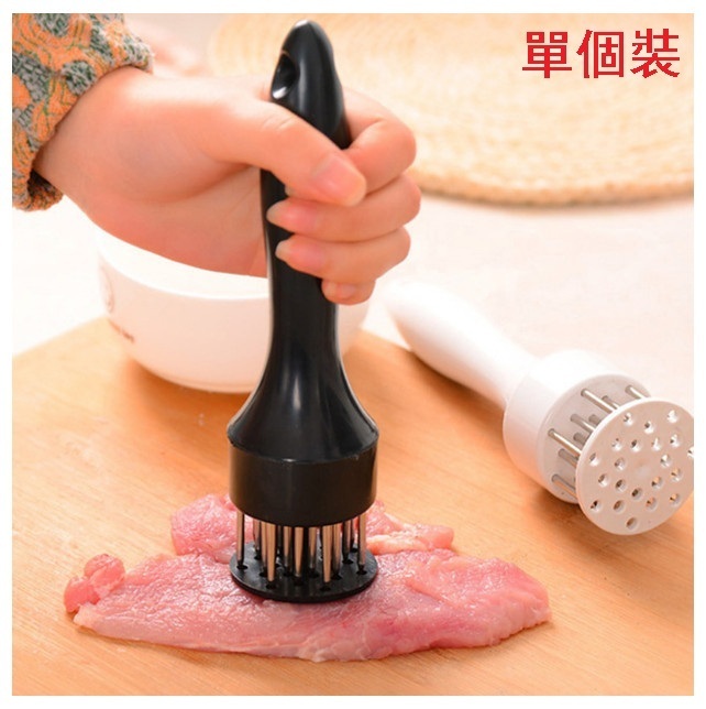 激抵肉鬆針插（廚房烹飪神器）19x5cm豬扒插 肉鎚【黑色16針】