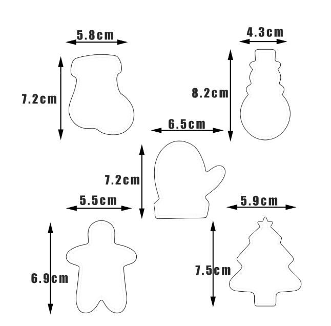 (Set of 5) Christmas cookie mold baking