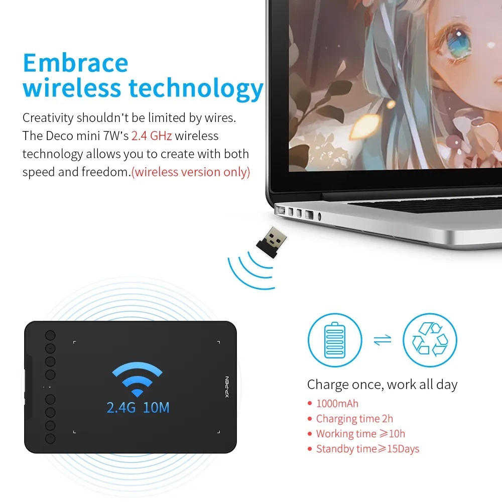 XP-Pen Deco mini7W Wireless Drawing Tablet