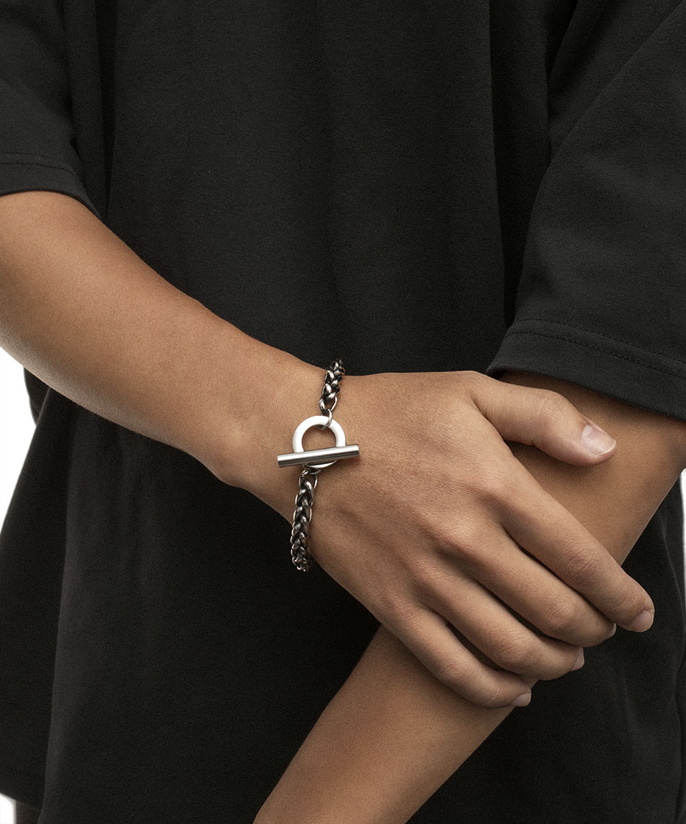 RECOVERY 粗麻花手鍊 (古銀)