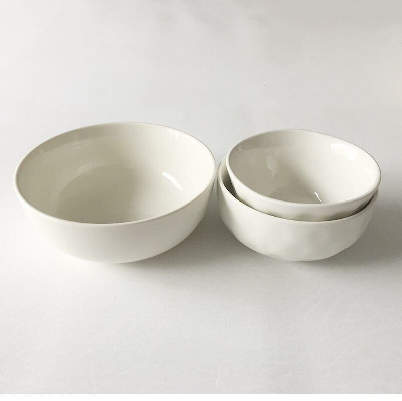 新款【3件】簡約碗具 陶瓷飯碗（大碗：寬約18cm 高約8cm  中碗：寬約14.5cm 高約7cm 小碗：寬約13.5cm 高約8cm） 