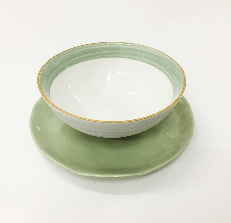 【2 pieces】Ceramic plate, home plate, ceramic plate, ceramic soup bowl, noodle bowl, salad bowl (disc width about 25.5cm, soup bowl width about 20.5cm)