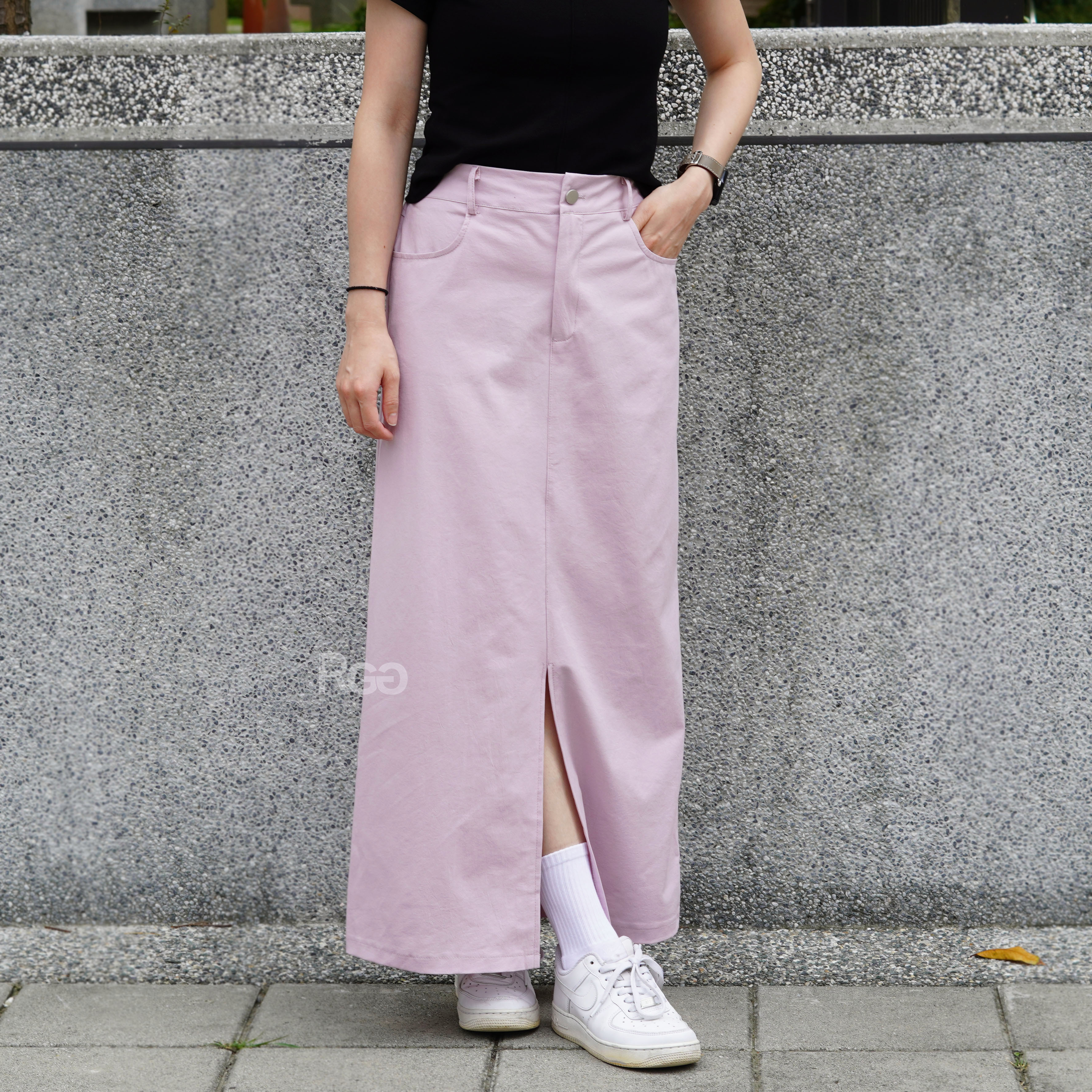 #74925 前開衩水洗直筒裙