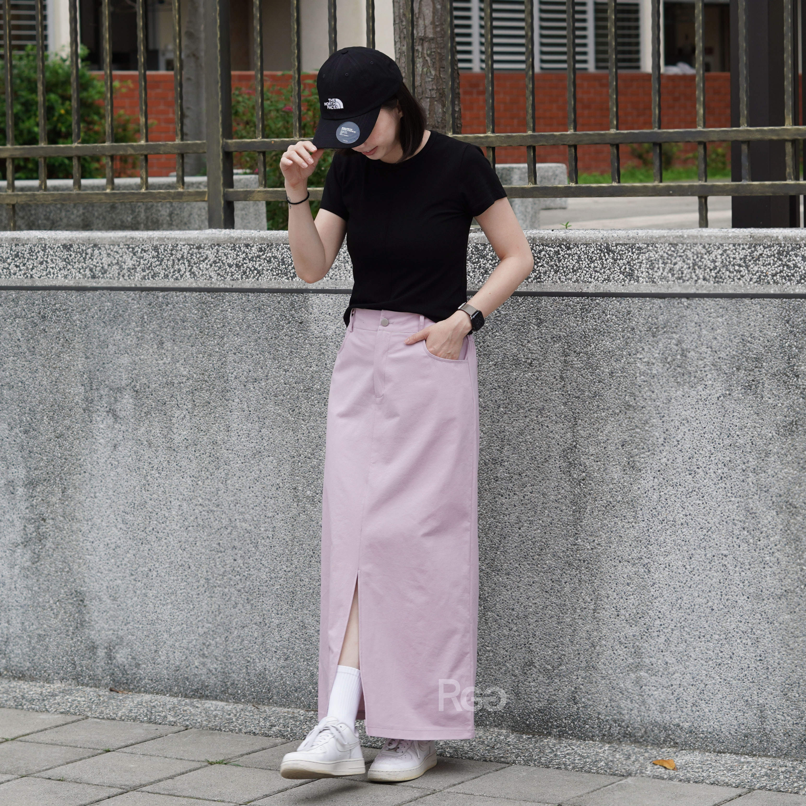 #74925 前開衩水洗直筒裙