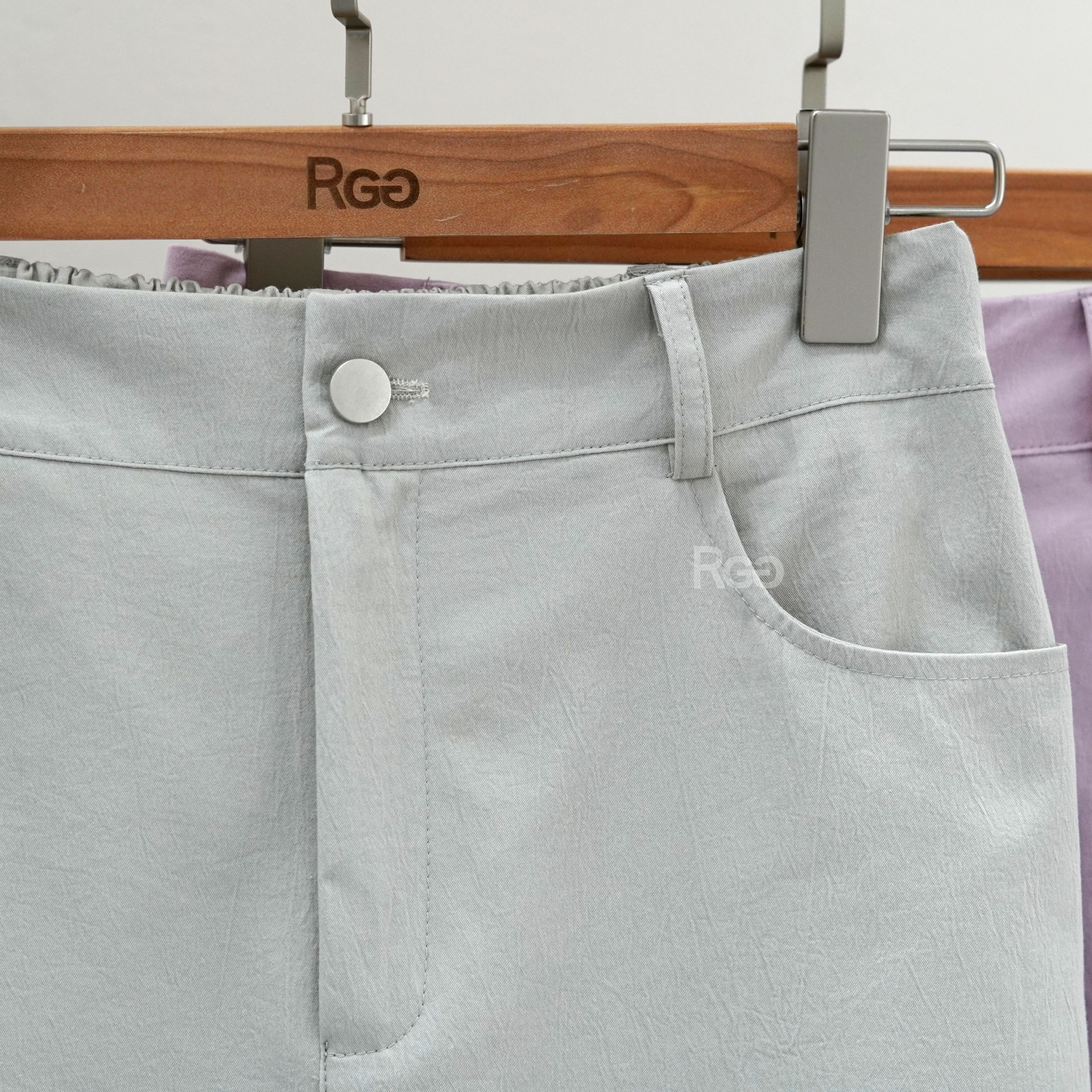 #74925 前開衩水洗直筒裙褲腰特寫照