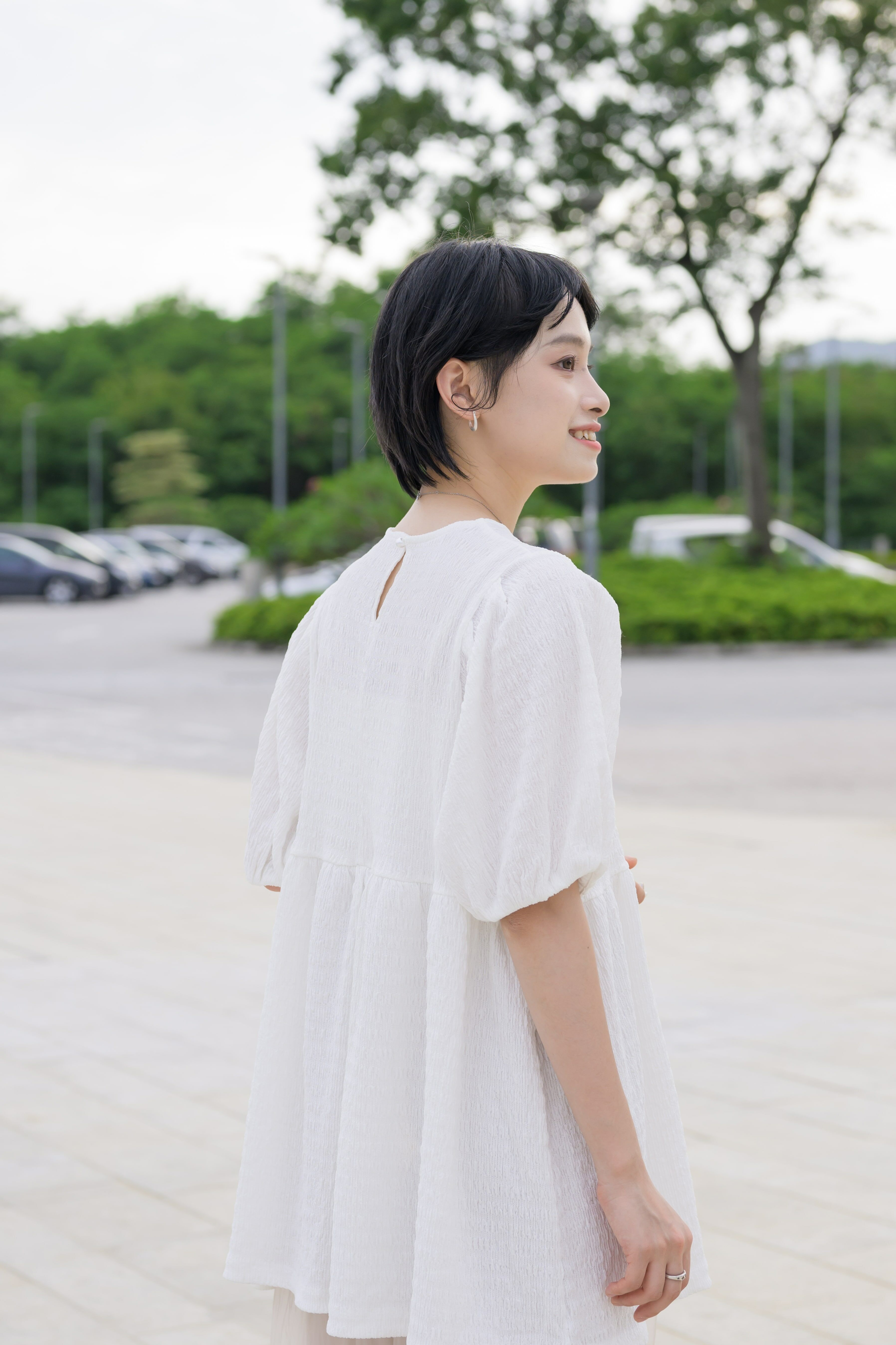 10210 ｜ 皺布泡泡袖娃娃TOP