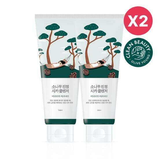 《Olive young 連線》ROUND LAB Pine Calming Cica Cleanser 100ml Double Pack