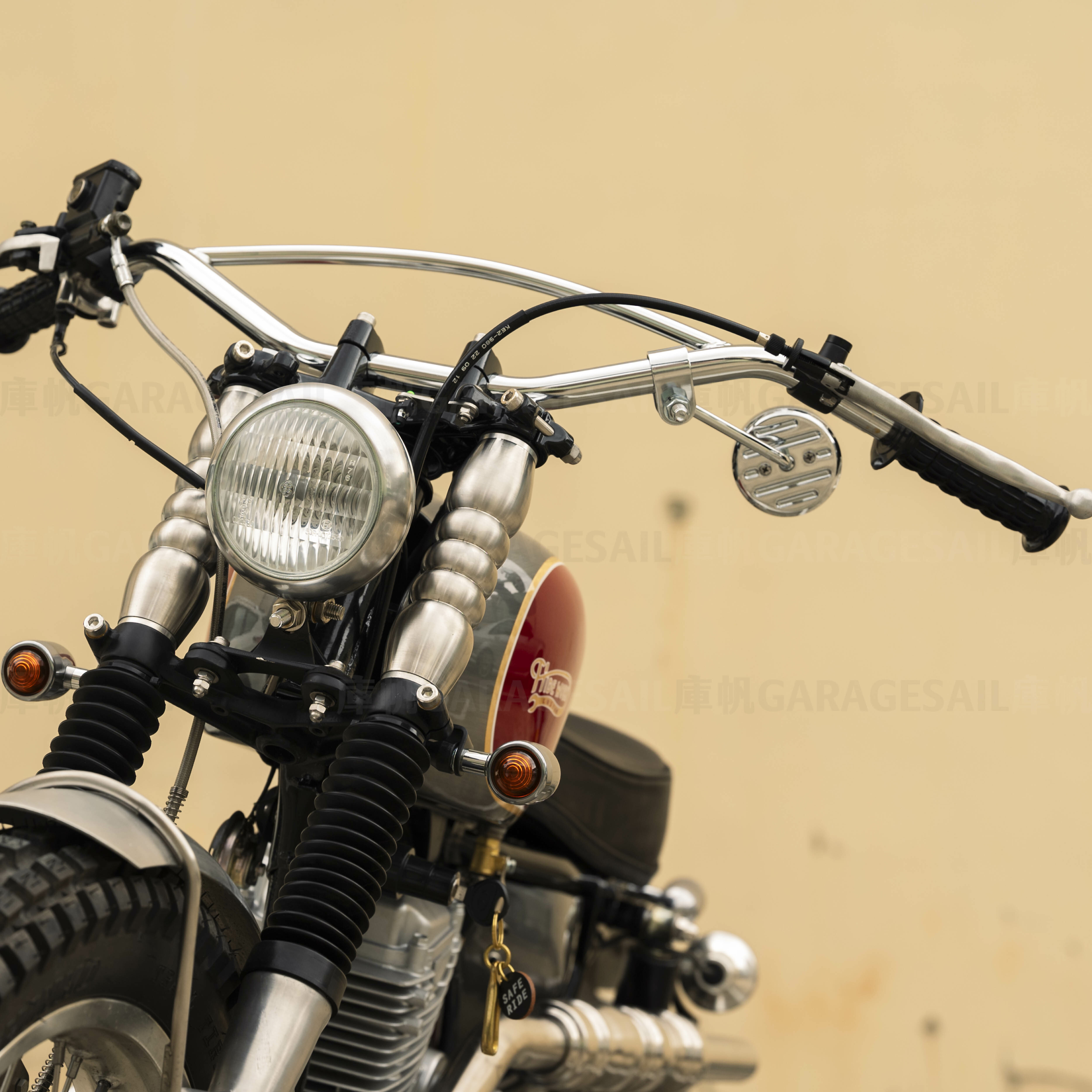 短桿 夾式 後照鏡 3吋圓流線 銀