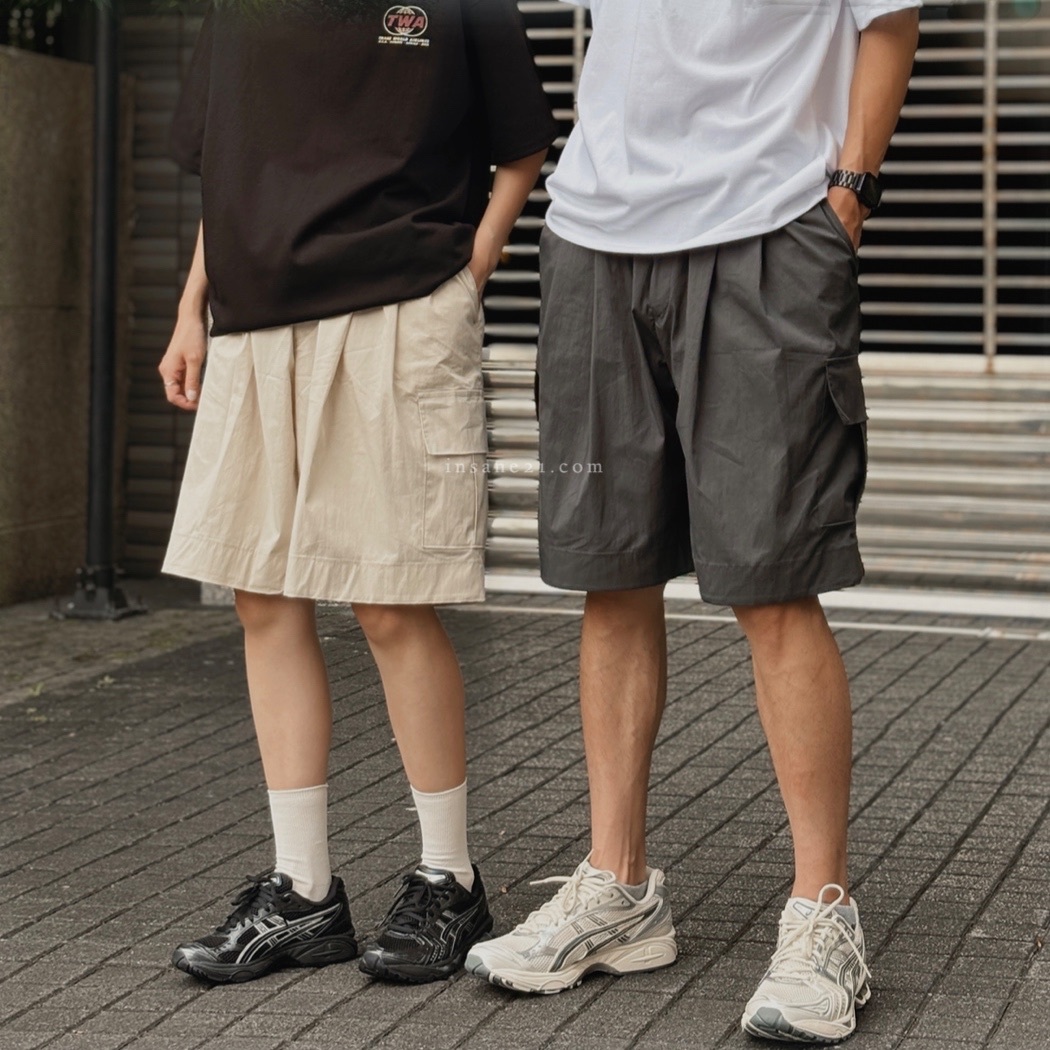 DEAR 尼龍短褲 膝下褲 大口袋 三色 五分 短褲 奶茶/灰色/卡其