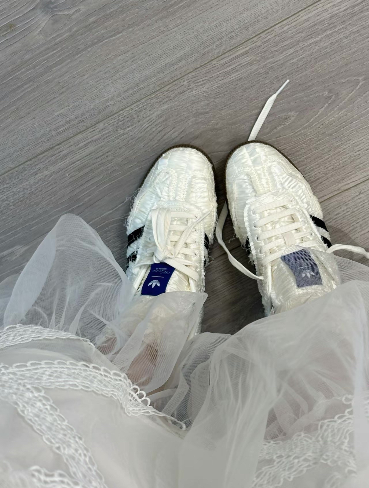 【APAIR】預購 Caroline Hu x Adidas Originals Samba OG Reverie Satin Shoes "White" 白蕾絲 JQ4748