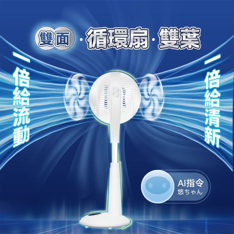 『限時包送貨』日本Yohome5D全方位雙面雙葉對流淨化智能語音伸縮循環扇 PRO