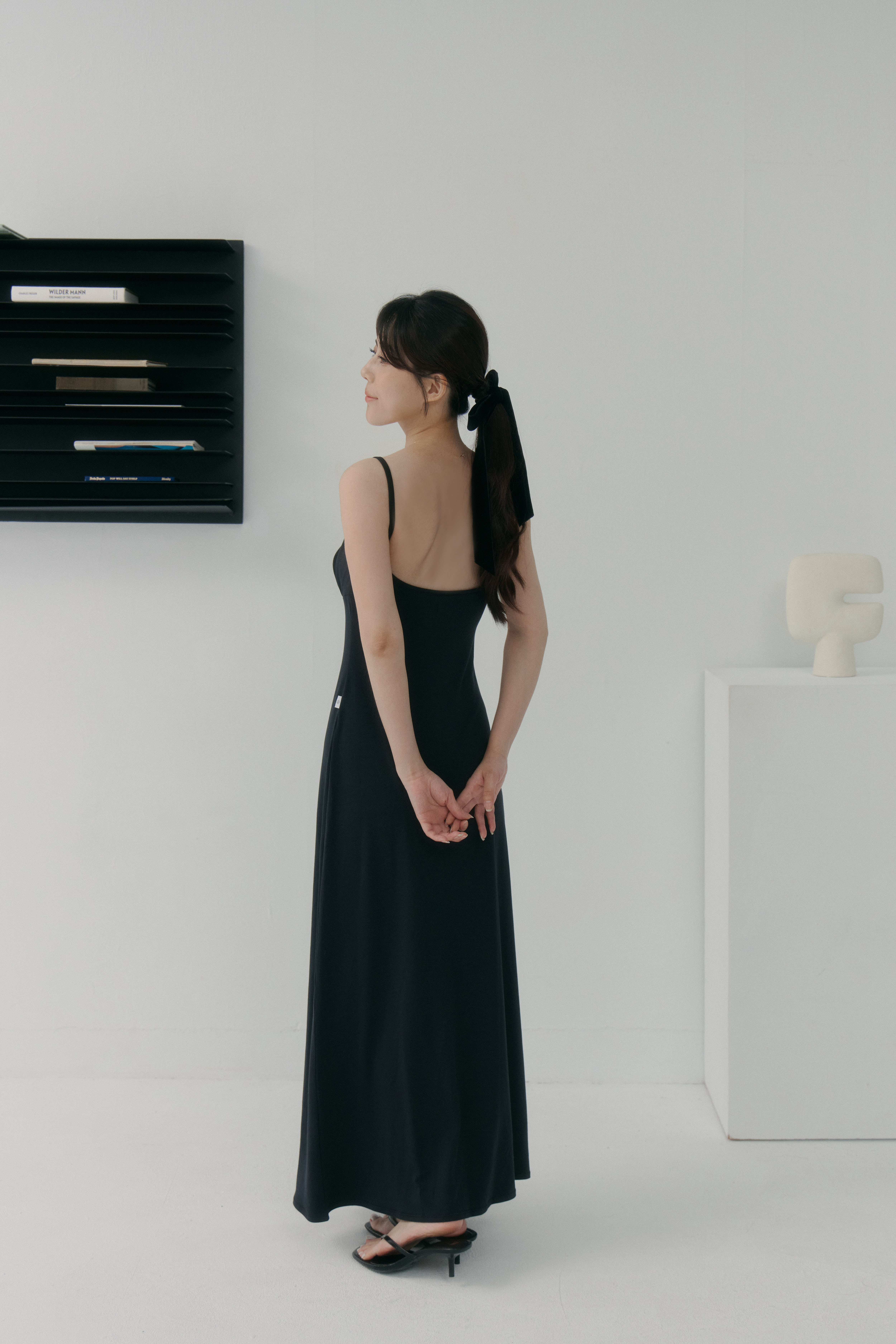 法式前胸抓皺BRA TOP長洋- 黑