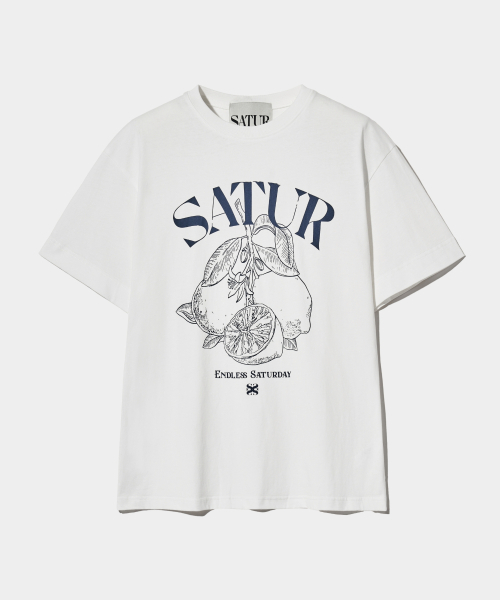 [SATUR]Citron Summer Graphic スリーブレス★新作・24SS★ Capri Citron Drawing Summer Graphic T-Shirt - Cream Orange