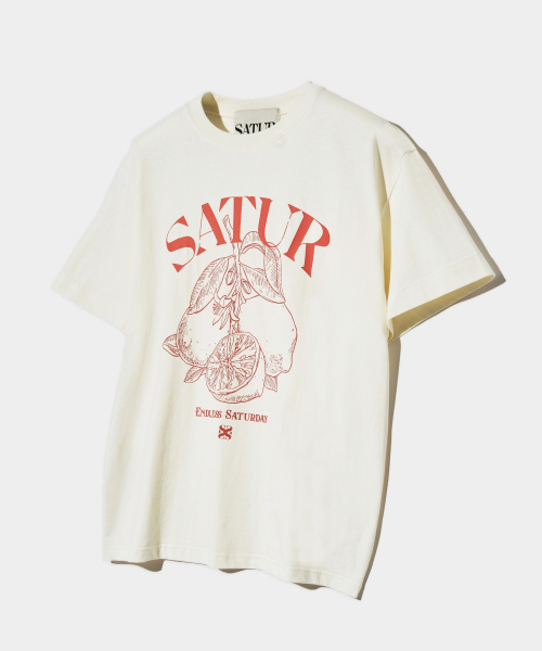 SATUR) Capri Citron Drawing Summer Graphic T-Shirt Res