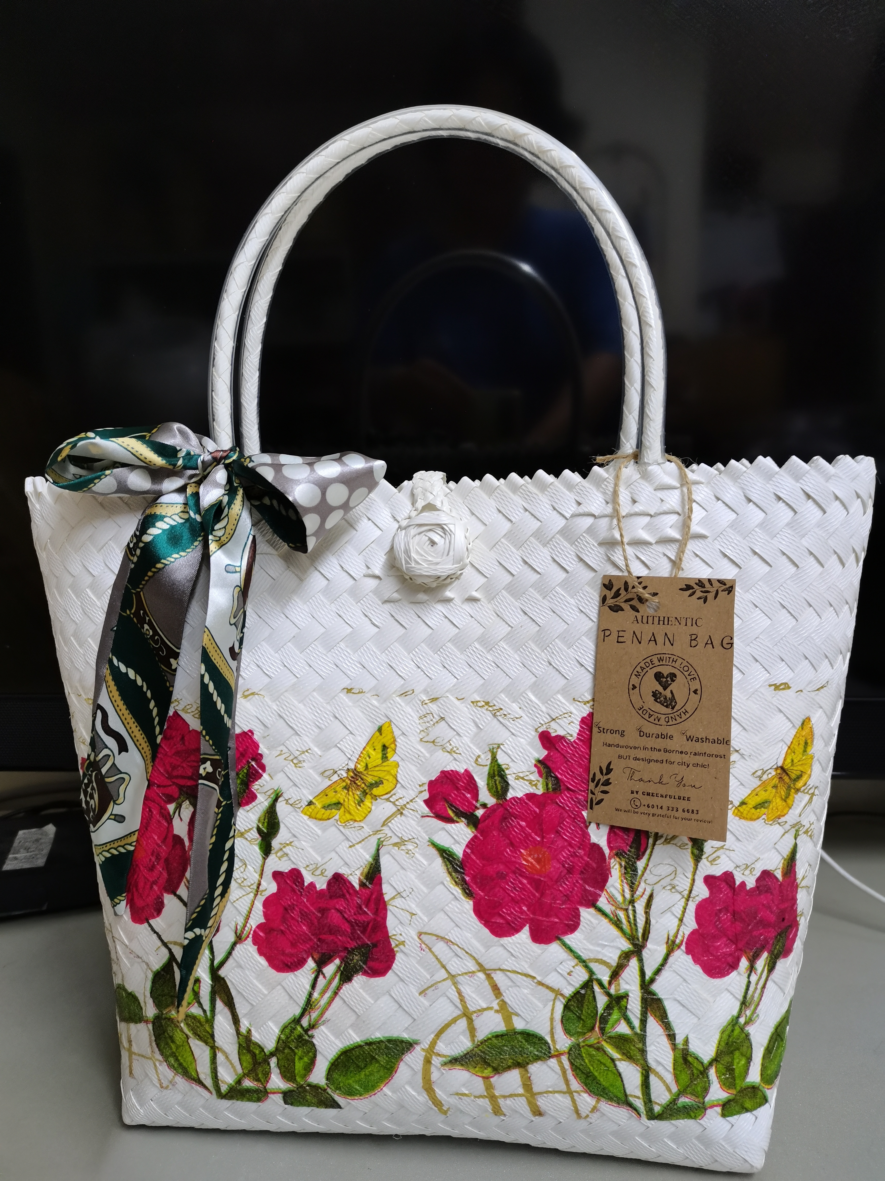 Premium Decoupage Penan Handmade Tote Bag Size M (10 inch)
